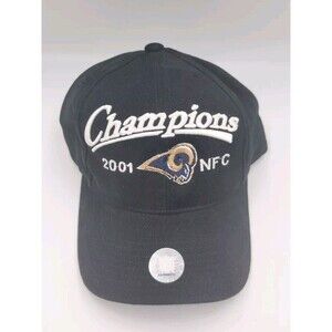Vintage 2001 St Louis Rams NFC Champions Cap Hat Black Snapback Adjustable‎